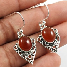 Carnelian Gemstone Earring 925 Sterling Silver Ethnic Jewelry G7