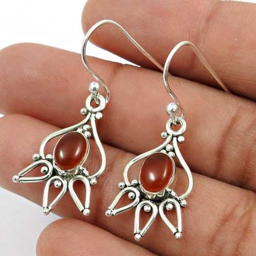 Carnelian Gemstone Earring 925 Sterling Silver Ethnic Jewelry I10