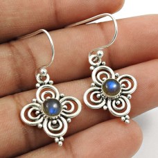 Labradorite Gemstone Earring 925 Sterling Silver Indian Handmade Jewelry Y10