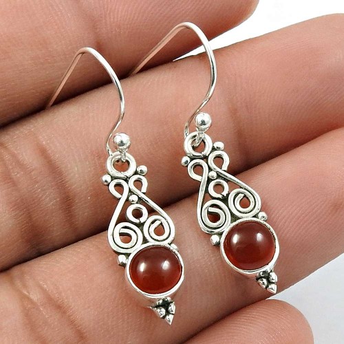 Carnelian Gemstone Earring 925 Sterling Silver Handmade Jewelry U12