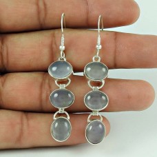 925 Sterling Silver Jewelry Beautiful Chalcedony Gemstone Fashion Earrings