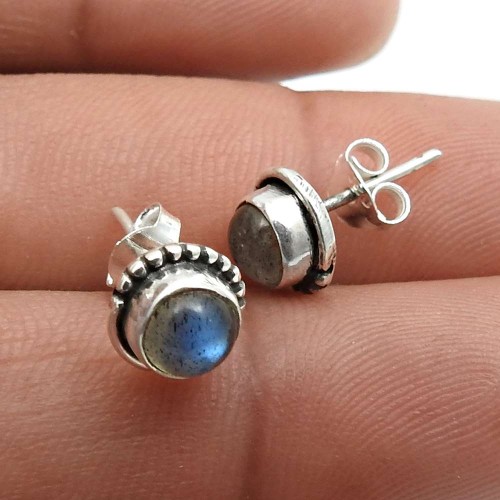 Labradorite Gemstone Jewelry 925 Sterling Silver Stud Earrings S30