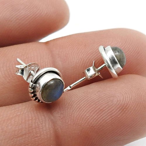 Labradorite Gemstone Jewelry 925 Fine Sterling Silver Stud Earrings U30