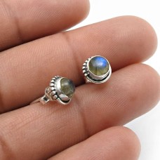 925 Sterling Fine Silver Jewelry Labradorite Gemstone Stud Earrings W30