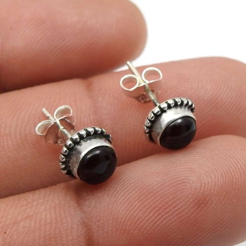 Garnet Gemstone Stud Earrings 925 Sterling Silver Fine Jewelry Z31