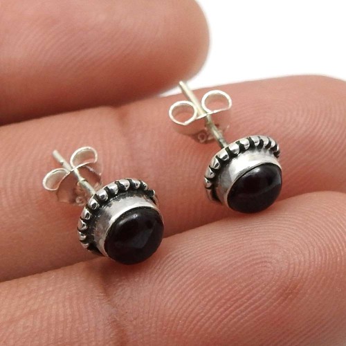 Garnet Gemstone Jewelry 925 Solid Sterling Silver Stud Earrings L32