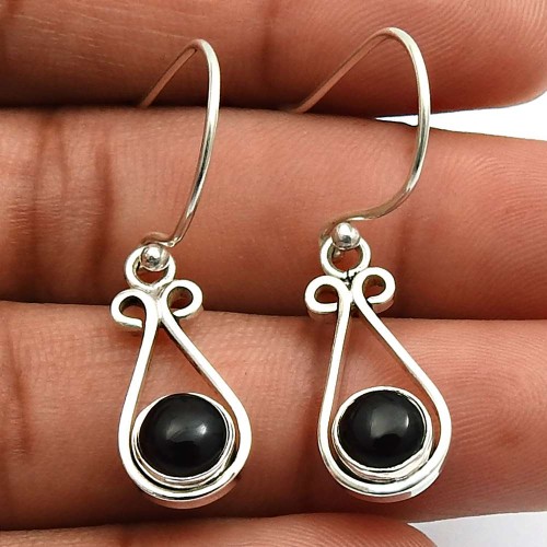 Anniversary Gift 925 Sterling Silver Jewelry Onyx Gemstone Earrings Q4