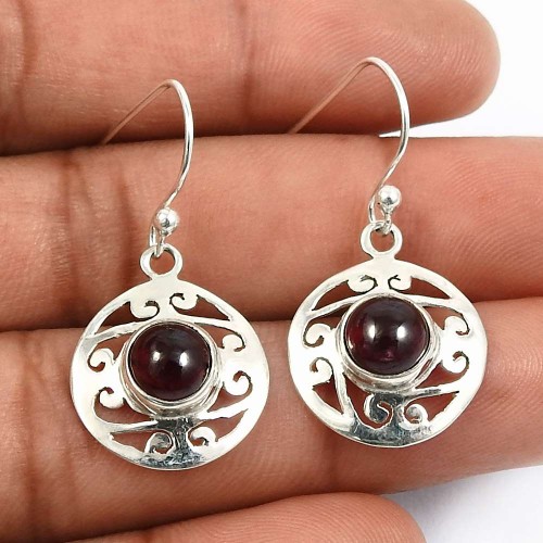 Garnet Gemstone HANDMADE Jewelry 925 Sterling Silver Earrings I38