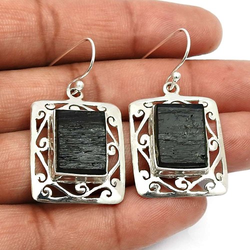 925 Sterling Silver Jewelry Tourmaline Gemstone Earrings Z5