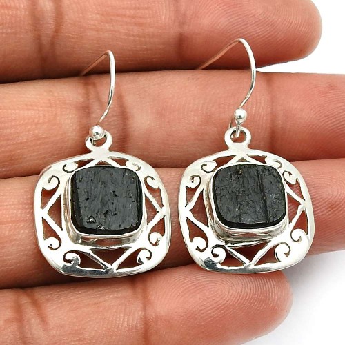 925 Sterling Silver Jewelry Tourmaline Gemstone Earrings B6