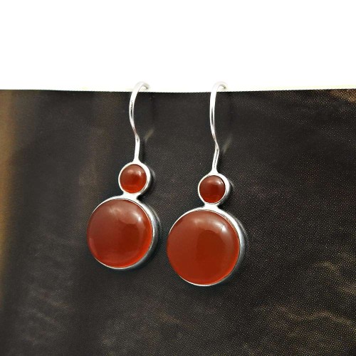 Handmade 925 Sterling Silver Jewelry Carnelian Gemstone Earrings B2