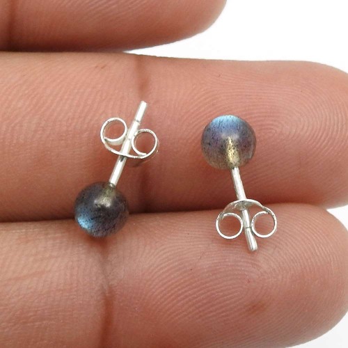 Labradorite Gemstone Stud Earrings 925 Sterling Silver Jewelry Z40