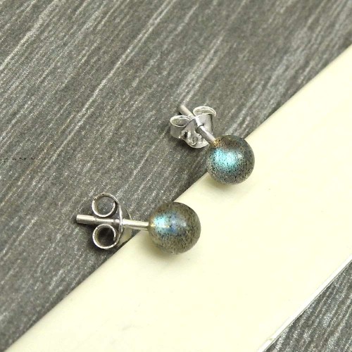 Labradorite Gemstone Jewelry 925 Sterling Silver Stud Earrings U37