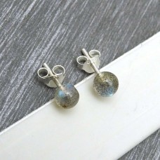 925 Sterling Fine Silver Jewelry Labradorite Gemstone Stud Earrings L38