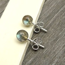 925 Sterling Fine Silver Jewelry Labradorite Gemstone Stud Earrings F39