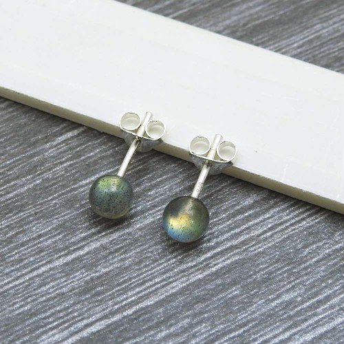 Labradorite Gemstone Stud Earrings 925 Sterling Silver Jewelry N39