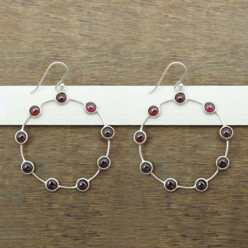 Garnet Gemstone Earrings 925 Sterling Silver HANDMADE Jewelry W41