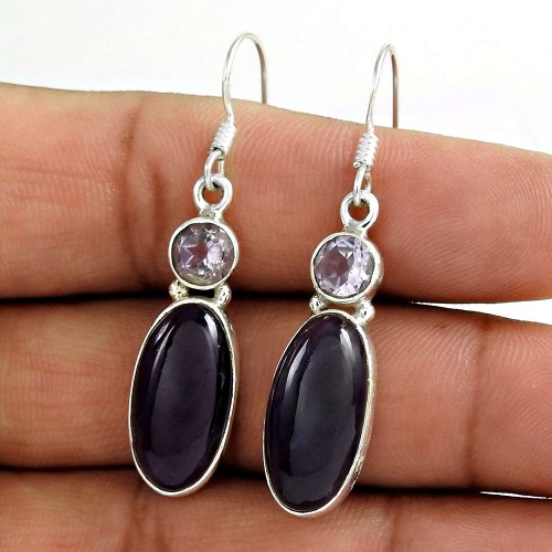 Indian Sterling Silver Jewellery Charming Amethyst Gemstone Earrings Supplier India