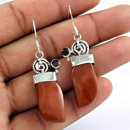 925 Sterling Silver Jewellery Rare Mashroom Rhyolite Gemstone Earrings