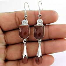 Very Delicate!! 925 Sterling Silver Carnelian Earrings Wholesaler India