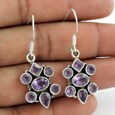 925 Silver Jewellery Ethnic Amethyst Gemstone Fashion Earrings