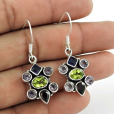 925 Silver Jewellery Beautiful Amethyst, Peridot, Iolite, Garnet Gemstone Earrings