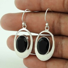 925 Silver Jewellery High Polish Black Onyx Gemstone Earrings