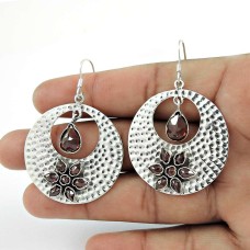 Very Light !! 925 Sterling Silver Garnet Earrings Manufacturer India