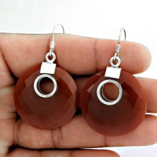 925 Silver Jewellery Traditional Red Onyx Gemstone Earrings