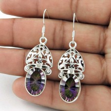 925 Silver Jewellery Ethnic Mystic Topaz Gemstone Earrings