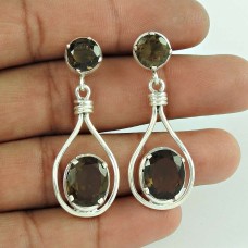 925 Silver Jewellery Beautiful Smoky Quartz Gemstone Sterling Silver Earrings