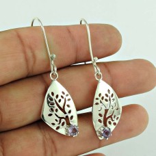 925 Silver Jewellery High Polish Amethyst Gemstone Earrings