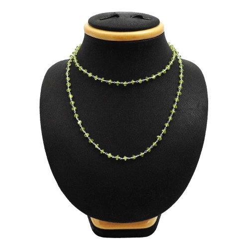 Handmade Round Peridot Gemstone Jewelry 925 Sterling Silver Necklace S4