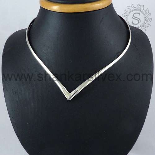 Solid 925 Sterling Silver Necklace Jewellery Wholesaler India