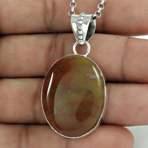 Deluxe!! 925 Sterling Silver Imperial Jasper Pendant