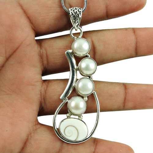 Royal!! 925 Sterling Silver Shiva Eye, Pearl Pendant