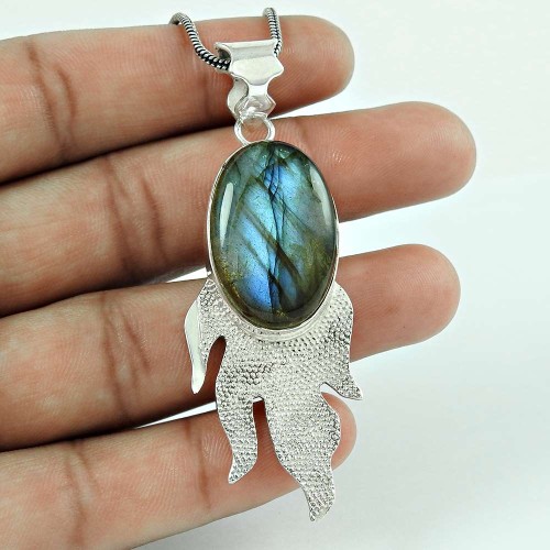 Amazing Design!! 925 Sterling Silver Labradorite Pendant