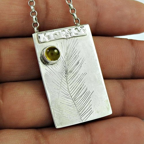 925 Sterling Silver Jewellery Fashion Lemon Quartz Gemstone Pendant Jewellery