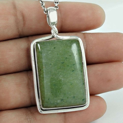 925 Sterling Silver Jewellery Ethnic Prehnite Gemstone Pendant Manufacturer