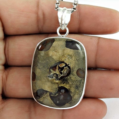 New Fashion ! Jasper Gemstone 925 Sterling Silver Pendant