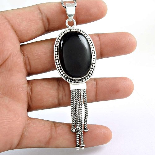 925 sterling silver gemstone Jewellery Rare Black Onyx Gemstone Pendant