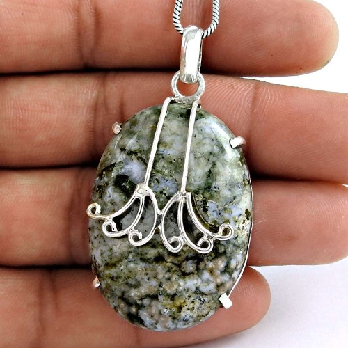 indian silver Jewellery Rare Ocean Jasper Gemstone Pendant