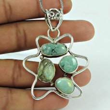 Dainty Turquoise Gemstone 925 Sterling Silver Pendant Jewellery