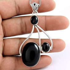 925 sterling silver gemstone Jewellery Charming Black Onyx Gemstone Pendant