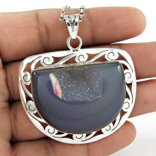 925 Sterling Silver Jewellery Ethnic Druzy Gemstone Pendant Fabricante