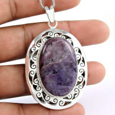 925 sterling silver Jewellery Beautiful Charoite Gemstone Pendant