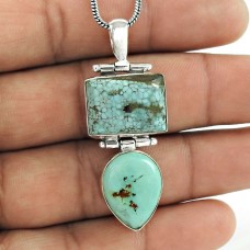 Classic Design Turquoise Gemstone Silver Pendant Jewellery