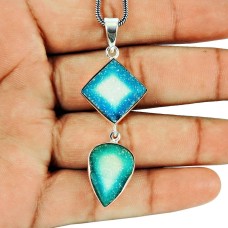 Sterling Silver Fashion Jewellery Beautiful Druzy Pendant