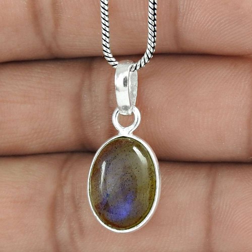 Fashion 925 Sterling Silver Labradorite Gemstone Pendant