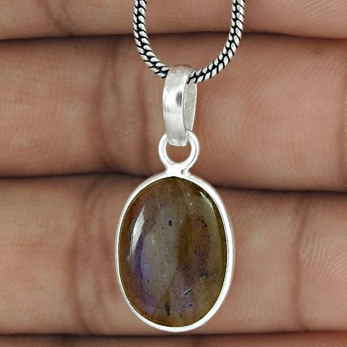 Amusable 925 Sterling Silver Labradorite Gemstone Pendant Jewellery